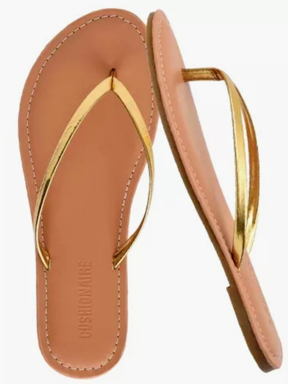 ✨ Cushionaire Cora Flat Flip Flop Sandals ✨ Gold (Size 9)